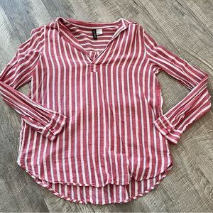 H&M Divided Collared Long Sleeve Striped Button Down Size 2